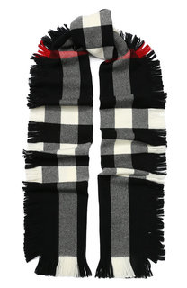 Шерстяной шарф в клетку с бахромой Burberry