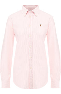 Хлопковая блуза с вышитым логотипом Polo Ralph Lauren