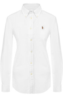 Хлопковая блуза с вышитым логотипом Polo Ralph Lauren
