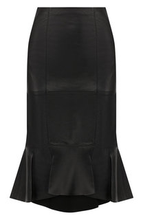 Кожаная юбка с оборкой Alice + Olivia