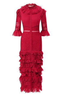 Приталенное платье с оборками и кружевной отделкой Alice + Olivia