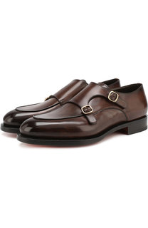 Кожаные монки с двумя пряжками Santoni