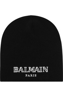 Кашемировая шапка с логотипом бренда Balmain