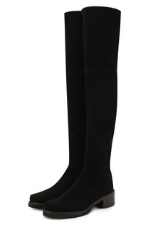 Замшевые ботфорты на низком каблуке Stuart Weitzman