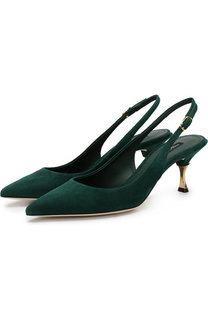 Замшевые туфли Cardinale с открытым задником на каблуке kitten heel Dolce & Gabbana