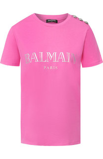 Хлопковая футболка с логотипом бренда Balmain