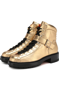 Ботинки из металлизированной кожи на шнуровке Santoni