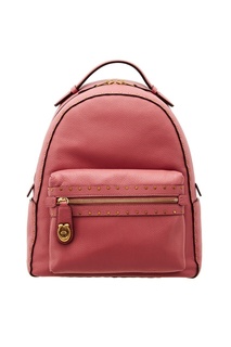 Розовый кожаный рюкзак с заклепками Coach