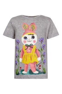 Серая футболка с контрастным рисунком Gucci Kids