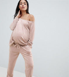 Велюровые джоггеры для дома ASOS DESIGN Maternity - Светло-бежевый