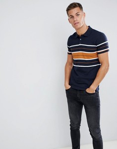 Поло узкого кроя в широкую полоску Celio - Темно-синий