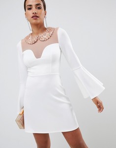 Платье мини с декоративной отделкой на воротнике ASOS DESIGN - Белый