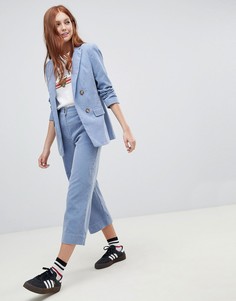 Укороченные вельветовые брюки New Look - Синий