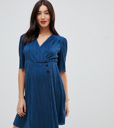 Плиссированное платье мини с пуговицами ASOS DESIGN Maternity - Синий