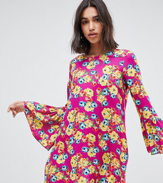 Свободное платье мини с длинными рукавами Reclaimed Vintage inspired - Розовый