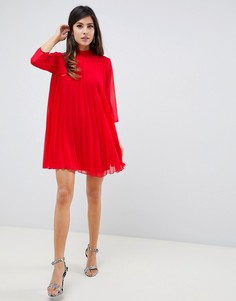 Плиссированное платье-трапеция мини ASOS DESIGN - Красный