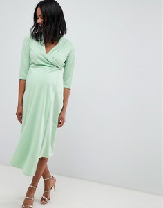 Платье-рубашка миди с английской булавкой ASOS DESIGN Maternity - Зеленый