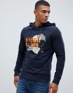 Трикотажный худи с логотипом Jack & Jones - Темно-синий