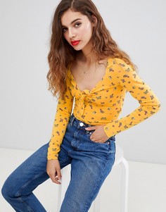 Лонгслив с завязкой и цветочным принтом ASOS DESIGN - Мульти
