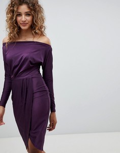 Платье с длинными рукавами и запахом AX Paris - Фиолетовый