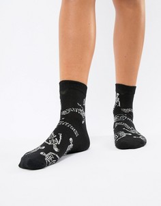 Носки со скелетами ASOS DESIGN HALLOWEEN - Черный