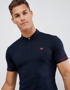 Темно-синяя облегающая футболка-поло Emporio Armani - Темно-синий