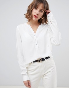 Блузка на пуговицах без воротника Vero Moda - Белый