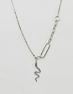 Серебристое ожерелье-цепочка с подвеской-змеей ASOS DESIGN - Серебряный