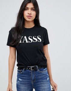 Футболка с принтом yasss ASOS DESIGN - Черный