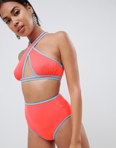 Ярко-оранжевые плавки-бикини с завышенной талией ASOS DESIGN - Оранжевый