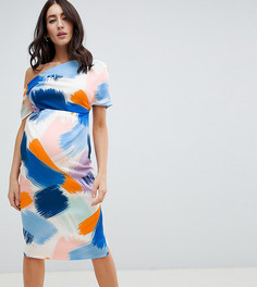 Платье-футляр с плиссировкой и абстрактным принтом ASOS DESIGN Maternity - Мульти