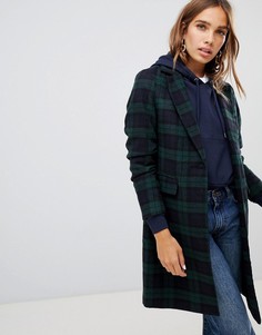 Пальто в клетку тартан New Look - Зеленый