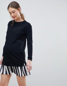 Трикотажное платье 2 в 1 с подолом в полоску ASOS DESIGN Maternity - Черный
