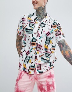 Oversize-рубашка с отложным воротником и принтом ASOS DESIGN - Белый
