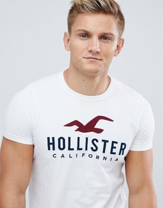 Белая обтягивающая футболка с логотипом Hollister - Белый