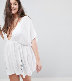 Эксклюзивное пляжное платье с вышивкой ASOS DESIGN CURVE - Белый