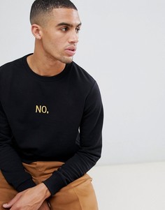 Свитшот из переработанного хлопка с вышивкой No Brooklyn Supply Co - Черный