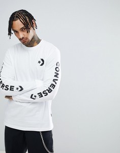 Белый лонгслив с логотипом Converse 10006013-A03 - Белый