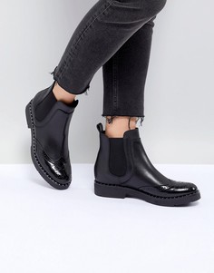 Черные кожаные ботинки челси с заклепками Dune - Черный