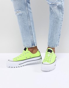 Зеленые кроссовки на платформе с ребристой подошвой Converse - Зеленый
