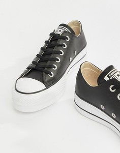 Черные низкие кожаные кроссовки Converse Chuck Taylor All Star - Черный