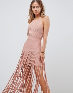 Бандажное платье с бахромой ASOS DESIGN premium - Розовый