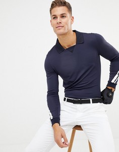 Темно-синее поло узкого кроя с длинными рукавами J.Lindeberg Golf Elias - Темно-синий