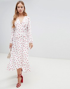 Жаккардовое платье миди в горошек с запахом ASOS DESIGN - Мульти