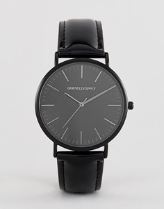 Часы с черным лакированным ремешком ASOS DESIGN - Черный