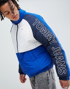 Классическая дутая куртка колор блок в стиле ретро (синий/белый/темно-синий) Tommy Jeans - Синий