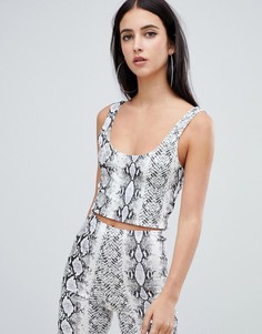 Длинный кроп-топ со змеиным принтом Fashionkilla - Серый