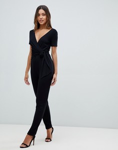 Комбинезон с запахом и завязкой сбоку ASOS DESIGN - Черный