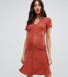 Чайное платье на пуговицах с принтом New Look Maternity - Медный