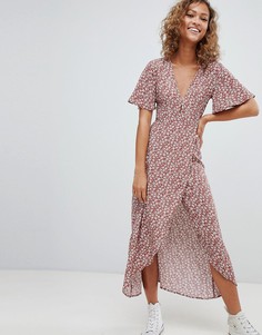 Платье с цветочным принтом Pull&Bear - Коричневый